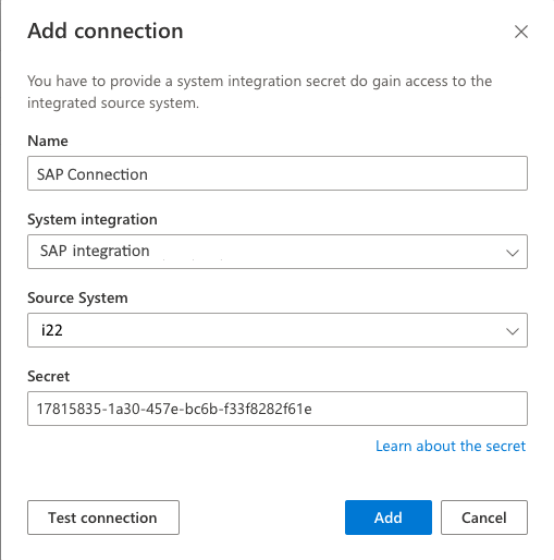 SAP test connection
