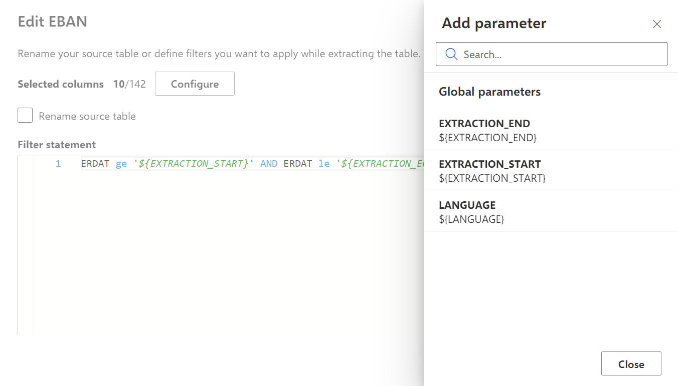 Select parameter