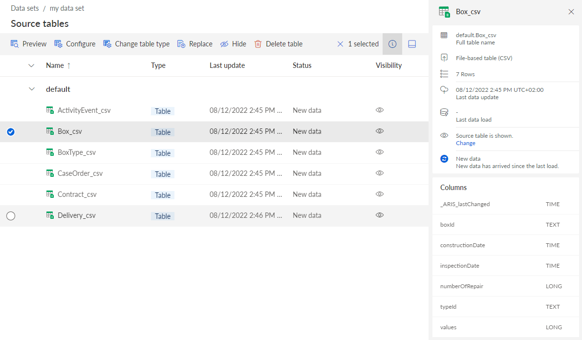 Select source table
