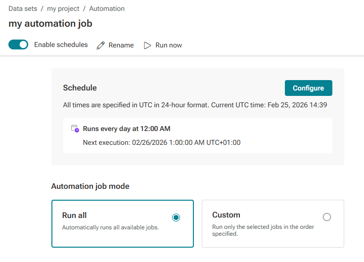 Automation configuration